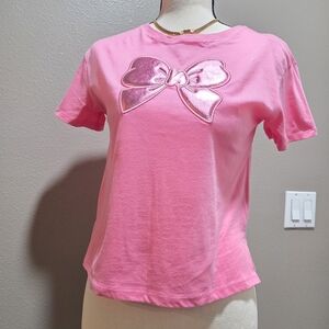 H&M Pink Kids Tee with Metallic Bow